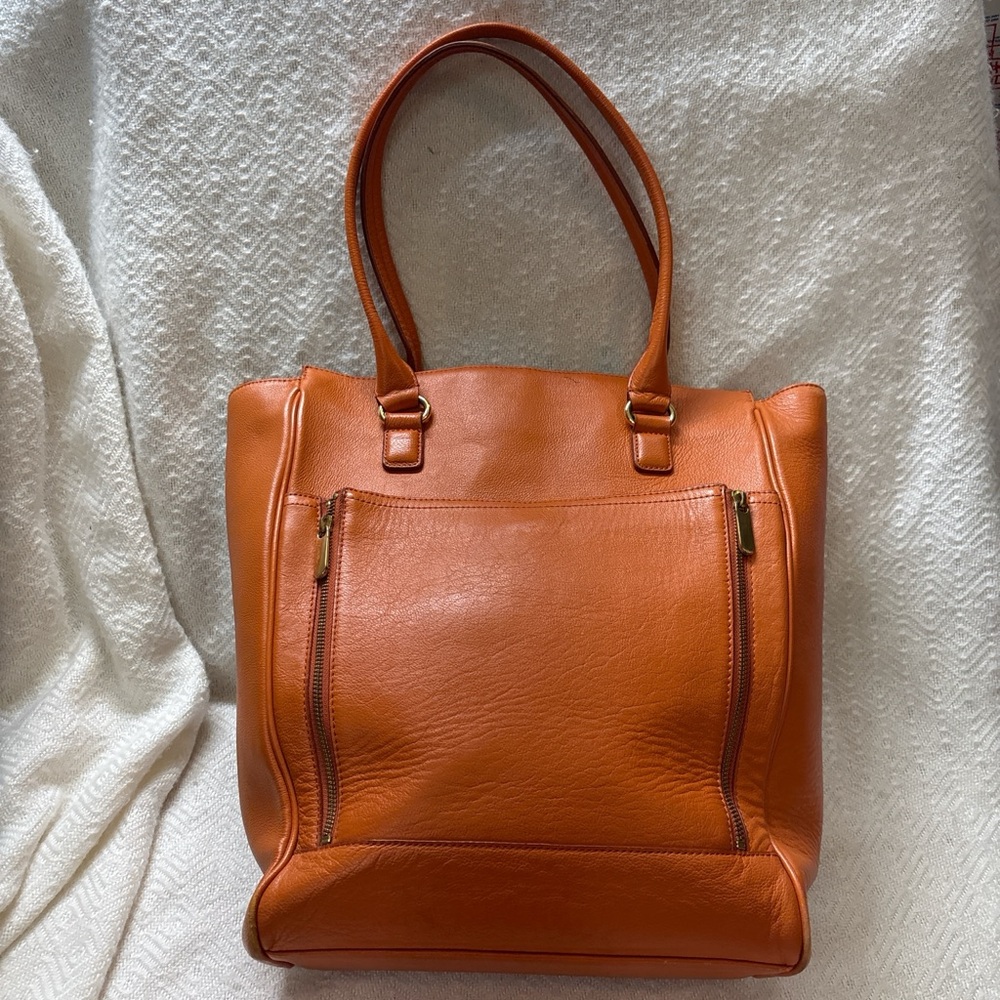 Banana Republic Leather Pumpkin Tote Bag